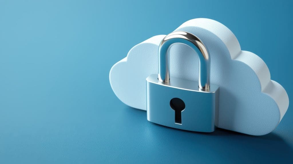 Cloud lock security, protecting your data in the azure sky a symbol of access control and digital confidentiality