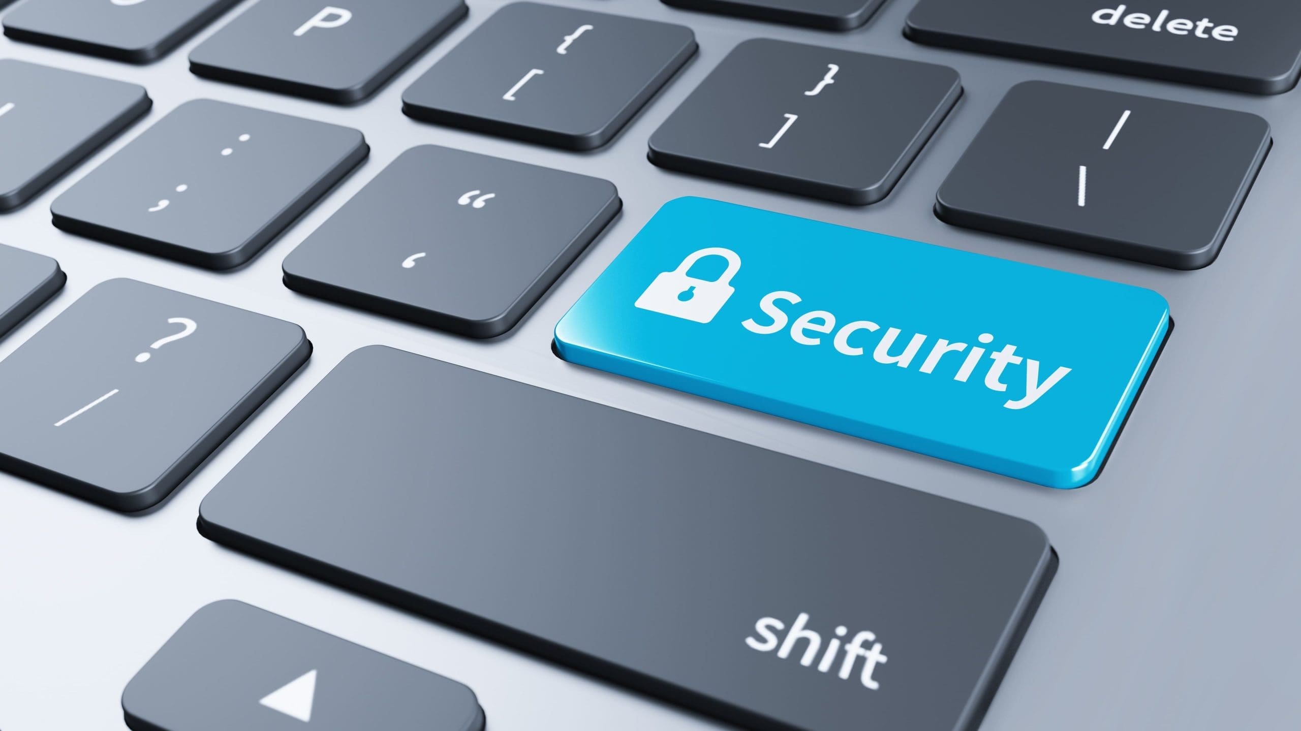 Blue security button on the keyboard