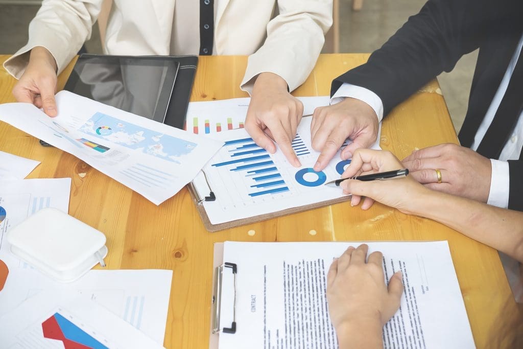 Business team reviewing an IT budget