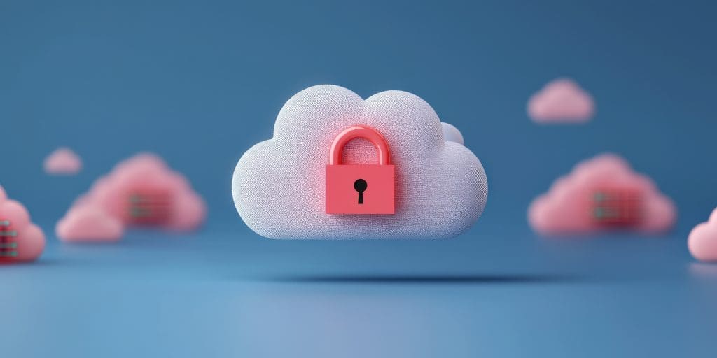 Cyber security Awareness surveillance training concept. Cloud with a padlock symbolizing cybersecurity and data protection