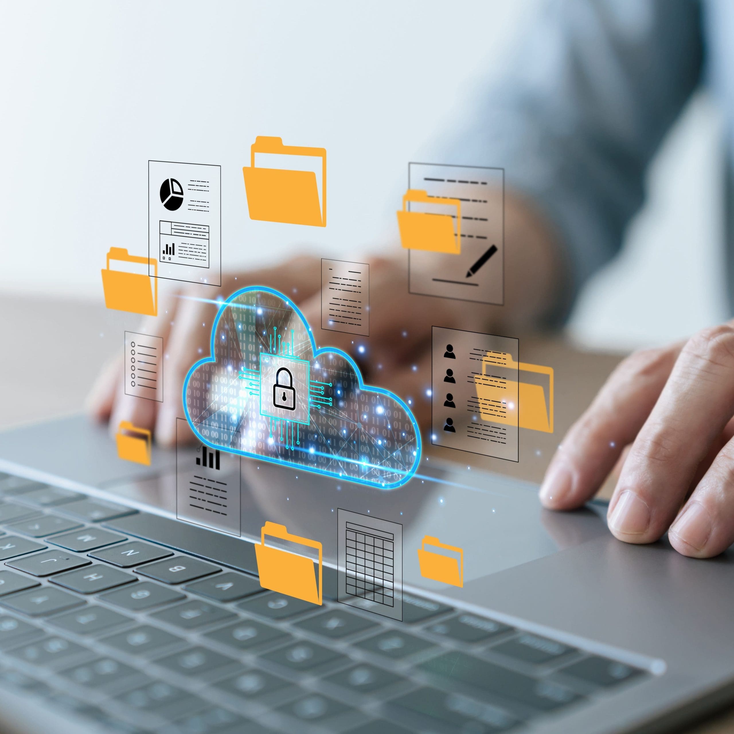 Database storage cloud technology file data transfer sharing, cyber, big data information for financial online marketing, internet banking application or computer download upload backup cloud drive